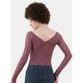 thumbnail image 2 of No Boundaries Lace V-Neck Top with Long Sleeves, Women’s, 2 of 4