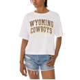thumbnail image 2 of Women's Gameday Couture White Wyoming Cowboys Claim To Fame Boxy Cropped T-Shirt, 2 of 5
