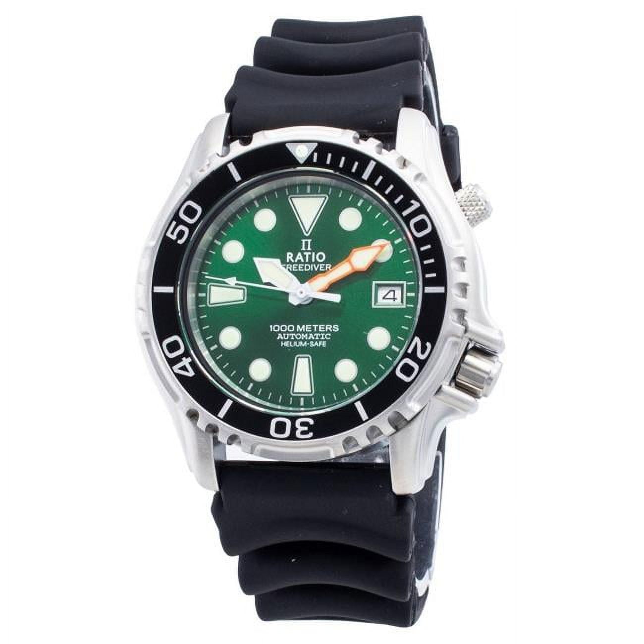 Ratio 1066KE20 33VA GRN FreeDiver Helium Safe 1000M Stainless Steel Automatic Men Watch White Walmart
