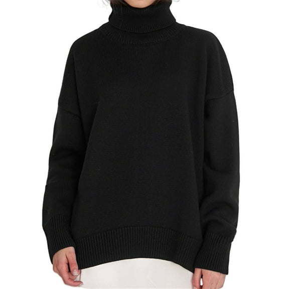 Sweaters For Women Chunky Knitted Turtleneck Drop Shoulder Trendy Basic Pullover Jumper Top L Womens Sweaters