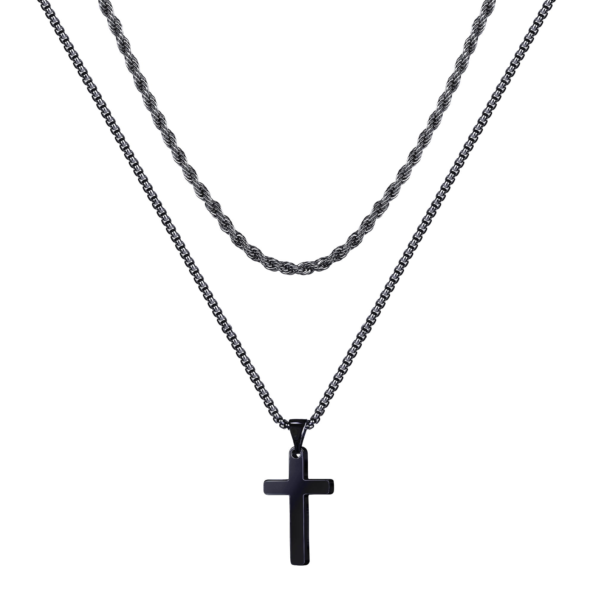 Cross necklace deals for men black