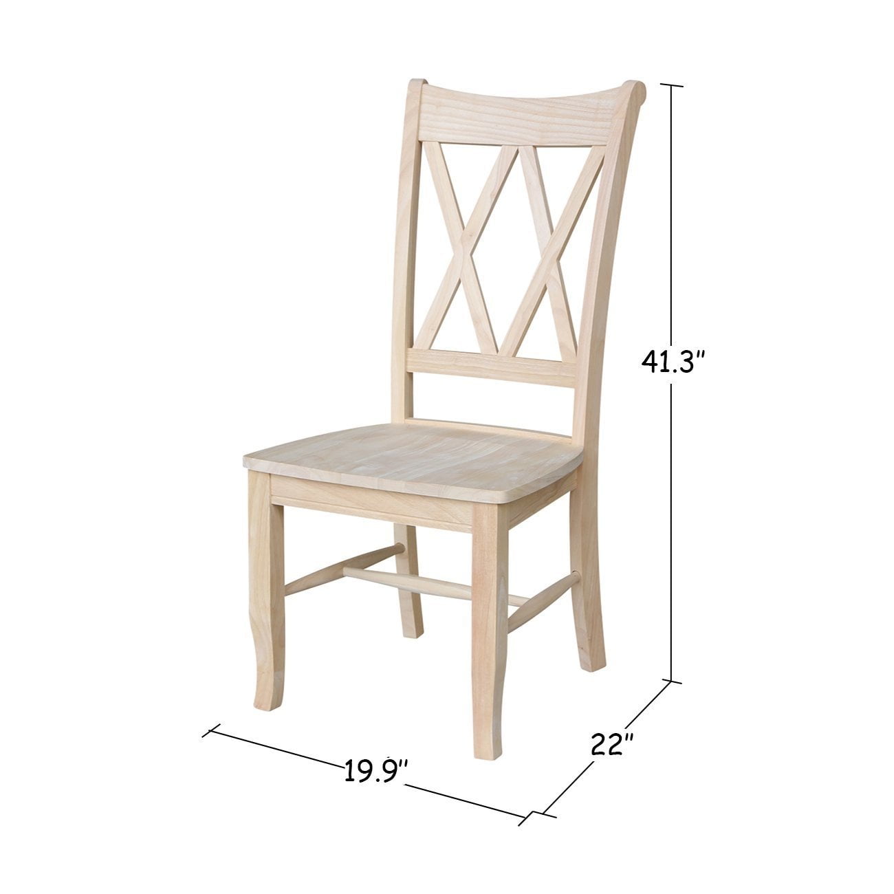Set of 2 International Concepts C-20P Double X Back Chairs Unfinished