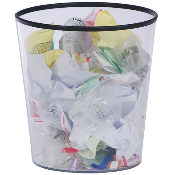 8 Gallon Clear Trash Can - Medium Size - Garbage Can - Waste Basket