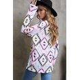 thumbnail image 1 of POGLIP Women's V Neck Striped Aztec Print Twisted Long Sleeve Top, 1 of 6