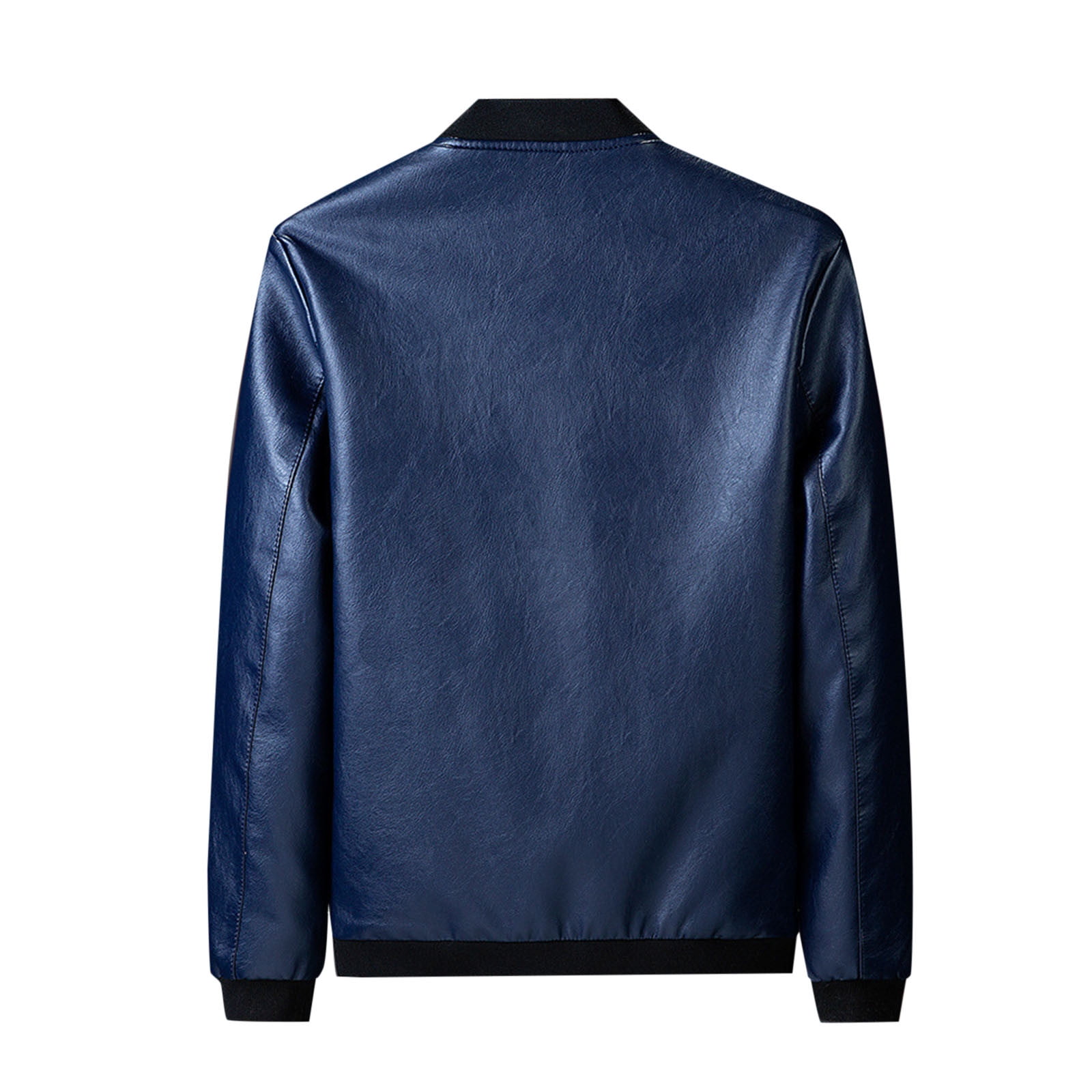 Leather Jackets for Men Plus Size M-6XL Full Zipper Up Coats Trendy Long Sleeve Solid No Hood Business Outerwear Jacket with Pockets