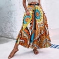 thumbnail image 2 of Women's Boho Skirt Waisted Drawstring Pleated A Line Skirts Flowy Vacation Beach Long Skirts, 2 of 5
