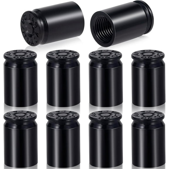 10 PCS Black Bullet Shaped Valve Stem Caps, Aluminum Alloy Universal Dustproof Tire Valve Stem Covers for Cars, SUV, Trucks, Bike, Motorcycle