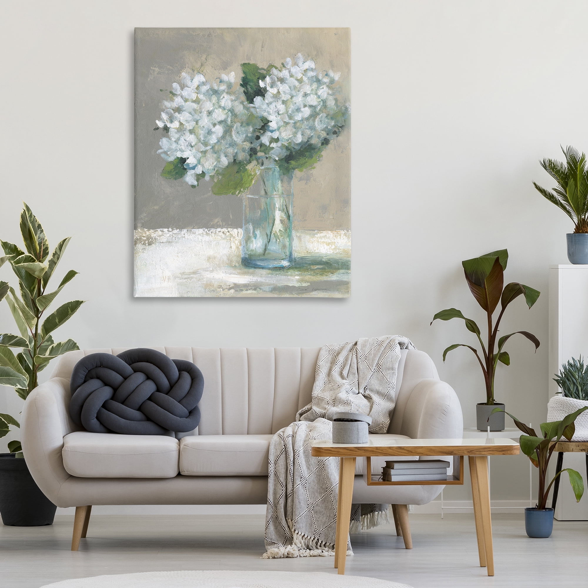 Stupell Industries White Hydrangeas Glass Vase Canvas Wall Art, design by Carol Robinson