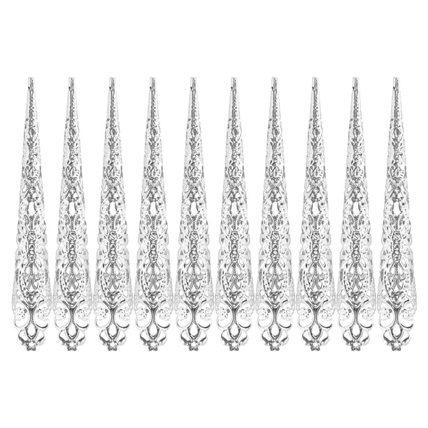 WORGEOUS 10pcs Cubiertas de uñas falsas largas Halloween Cosplay Props Finger Nail Decors