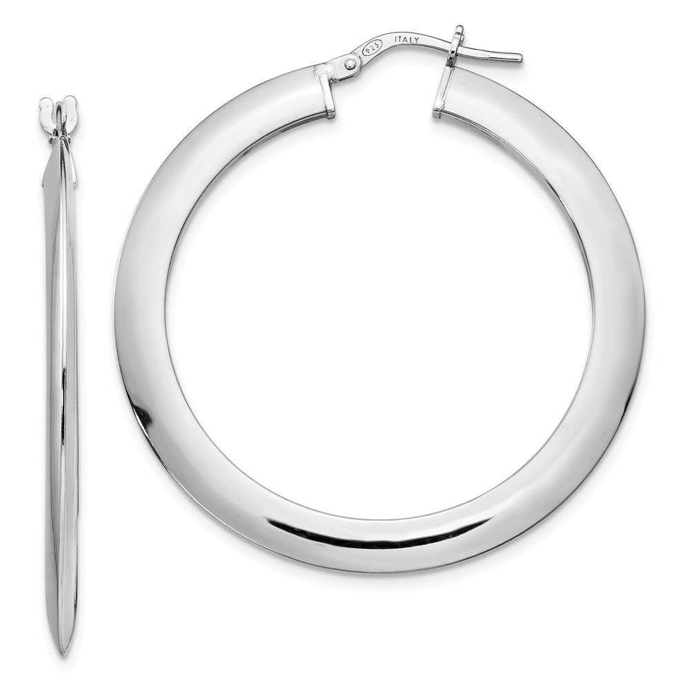 AA Jewels 925 Sterling Silver Hinged Tube Hoop Earrings 38mm x 26mm