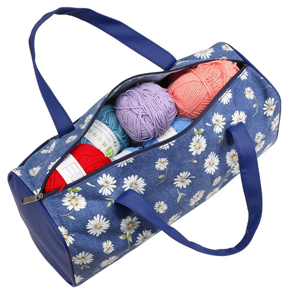 Jiibva Large Capacity Crochet Storage Bag Portable Knitting Bag DIY Yarn Storage Organizer for Yarn and Crochet Hooks Sewing