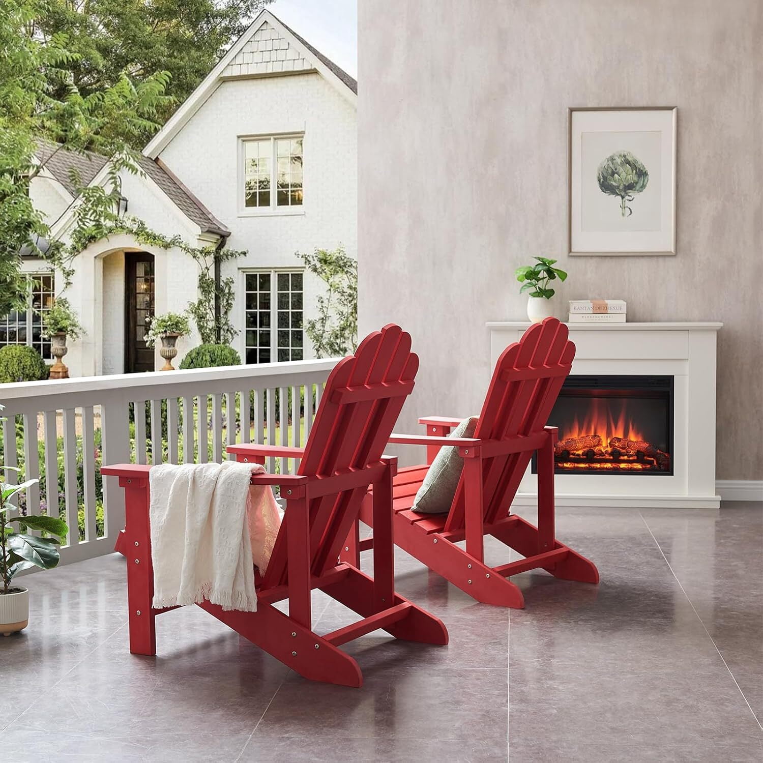 GONICHA Adirondack Chair,All-Weather Poly Lumber Fire Pit Chair for Patio Garden,Red