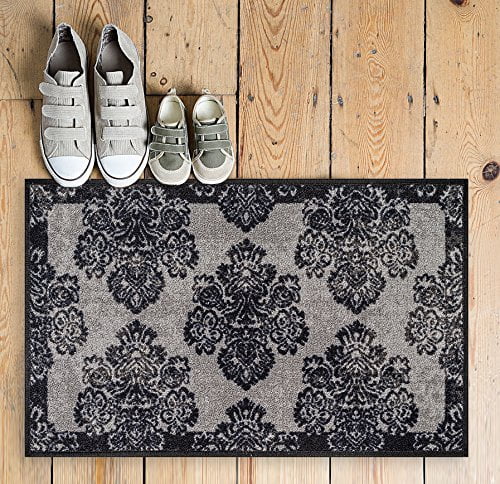 Non-Skid Slip Rubber Back Antibacterial 18" x 31" Doormat Rug Athena Damask... by