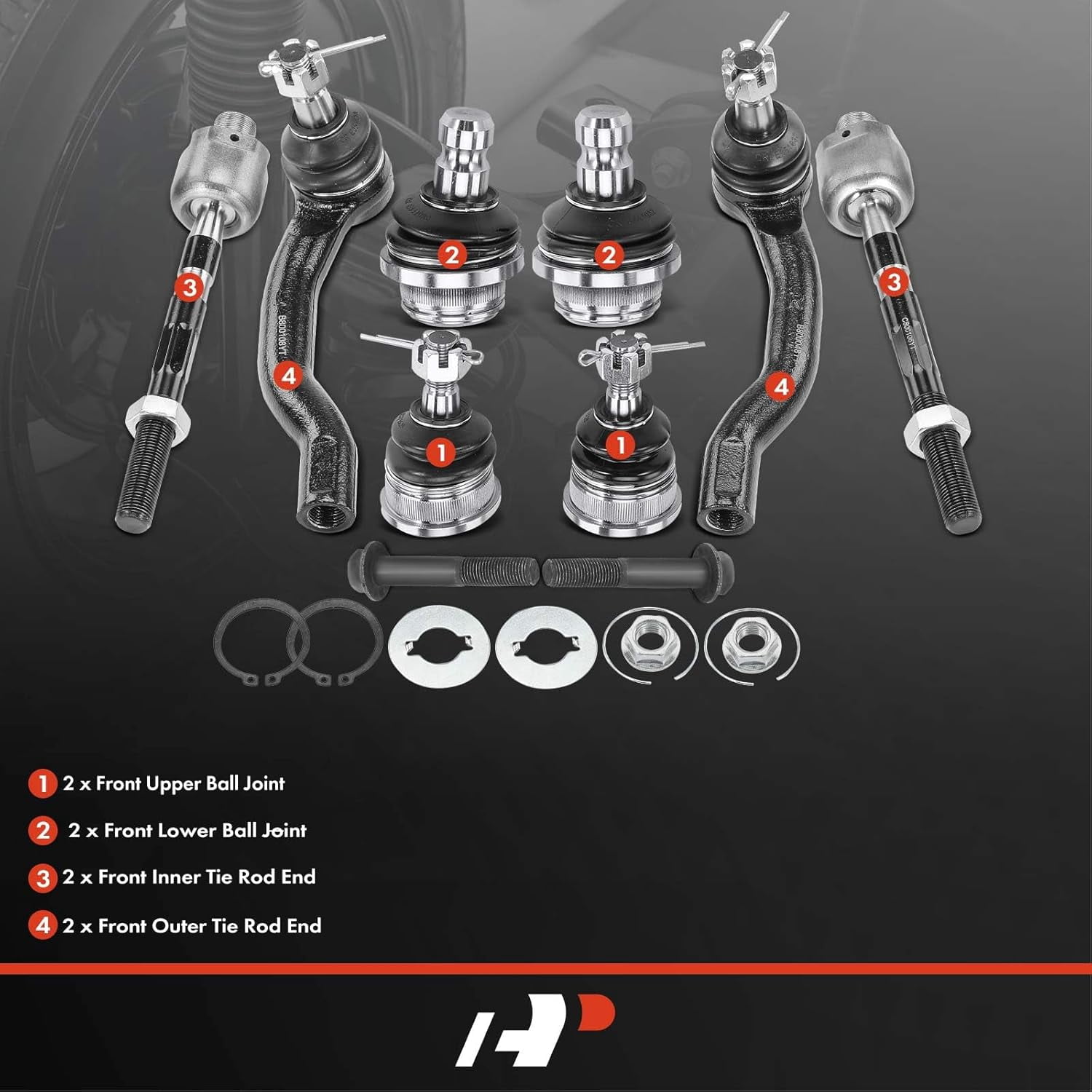 A-Premium 8Pcs Front Suspension Kit, Upper & Lower Ball Joint Inner Outer Tie Rod End, Compatible with Nissan Frontier 2005-2018, Pathfinder 2005-2012, Xterra 2005-2015