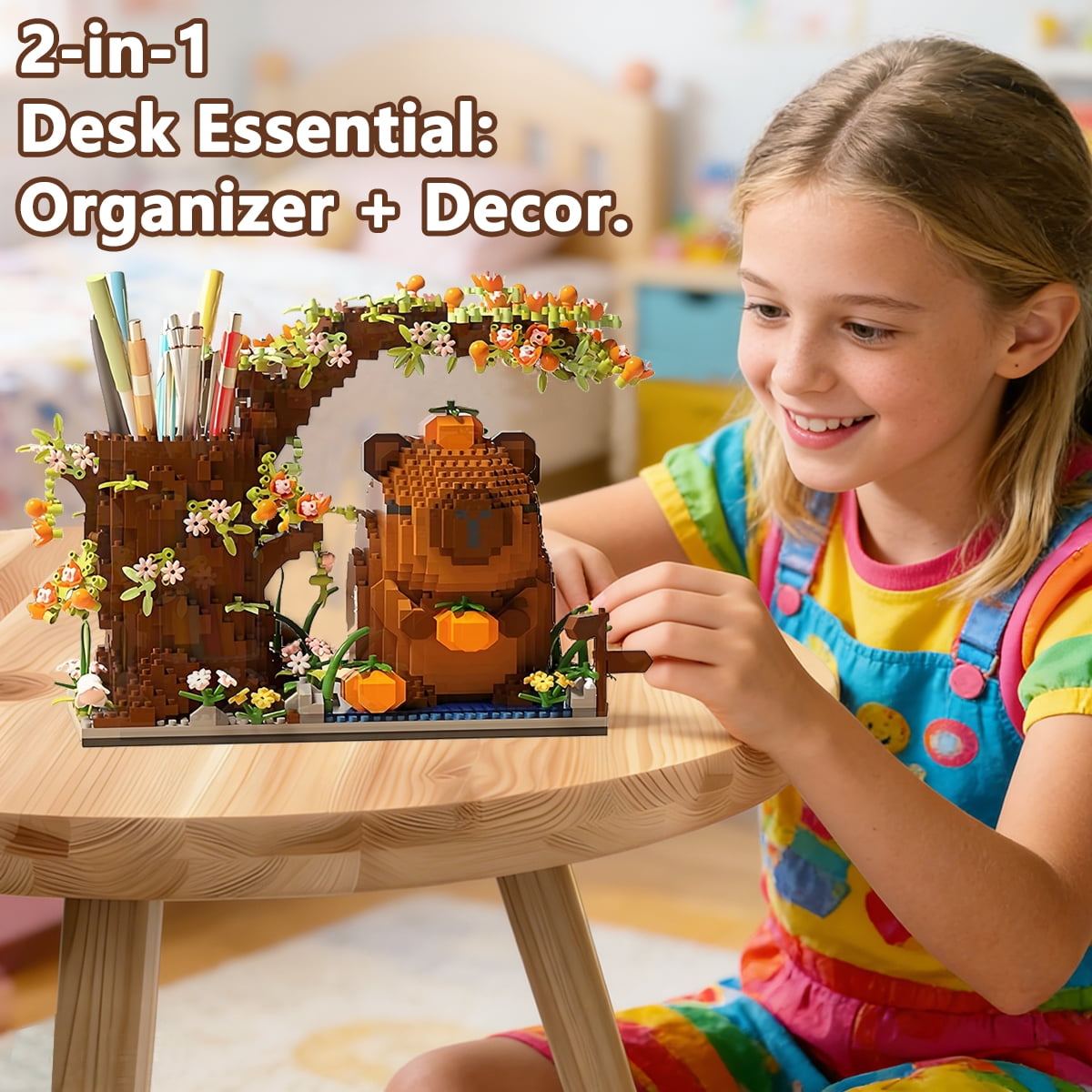 Desk Pen Holder Building Blocks Set, Cute Pumpkin,Animals,Flowers,Tree Building Bonsai Kit Gifts Toy  Fun Crafts Model Kit for Kids & Adults Ages 8+
