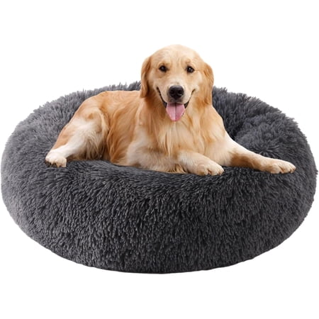 Donut Shaped Calming Dog Bed For Large Pets With Removable Cover 36 Inch