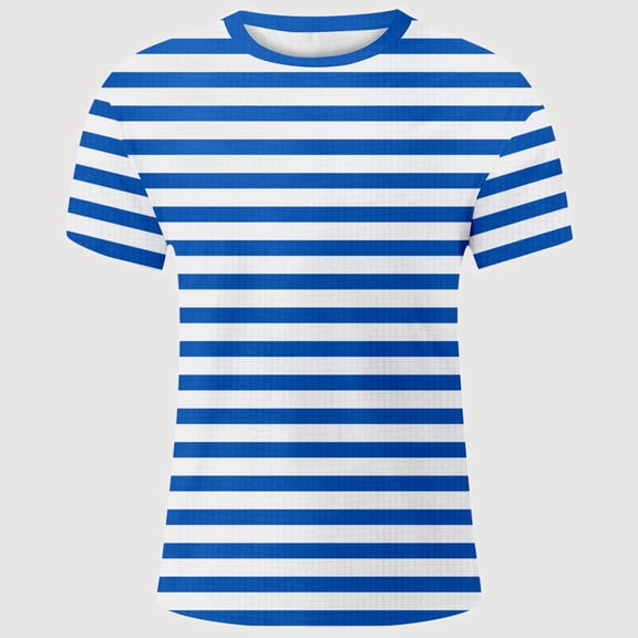 Gyujnb Classic Striped Print Crew Neck Short Sleeve T Shirt Casual Play and Daily Wear (Boys and Girls),24