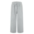 thumbnail image 4 of Women's Fuzzy Plush Pajama Pants Drawstring Elastic Waist Wide Leg Solid Color Pj Bottoms Lounge Pants Light Gray XL, 4 of 7