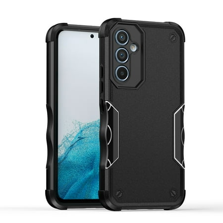 Nalacover Heavy Duty Case for Samsung Galaxy A34 5G, Rugged Military Grade Dual-Layers Soft Silicone Shockproof Anti-Scratches Thin Fit Cover with Anti-Slip Strips Screen Lens Protection Case,Black