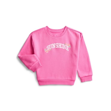 Wonder Nation Toddler Girls Fleece Sweatshirt with Long Sleeves, Sizes 2T-5T