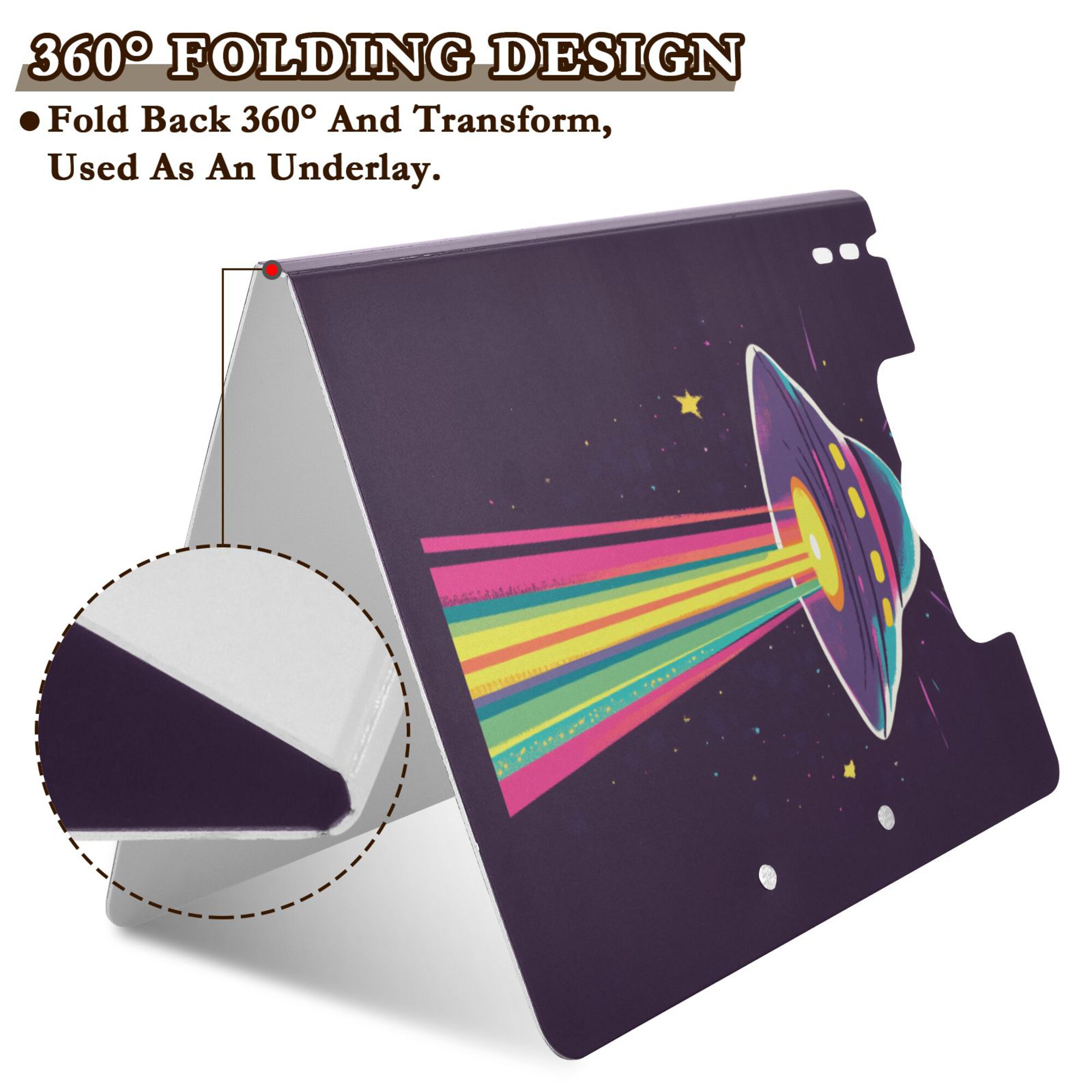 FORMRS A4 Clipboard Folder with Pen Holder Horizontal Foldable School Office Binder, Colorful UFO