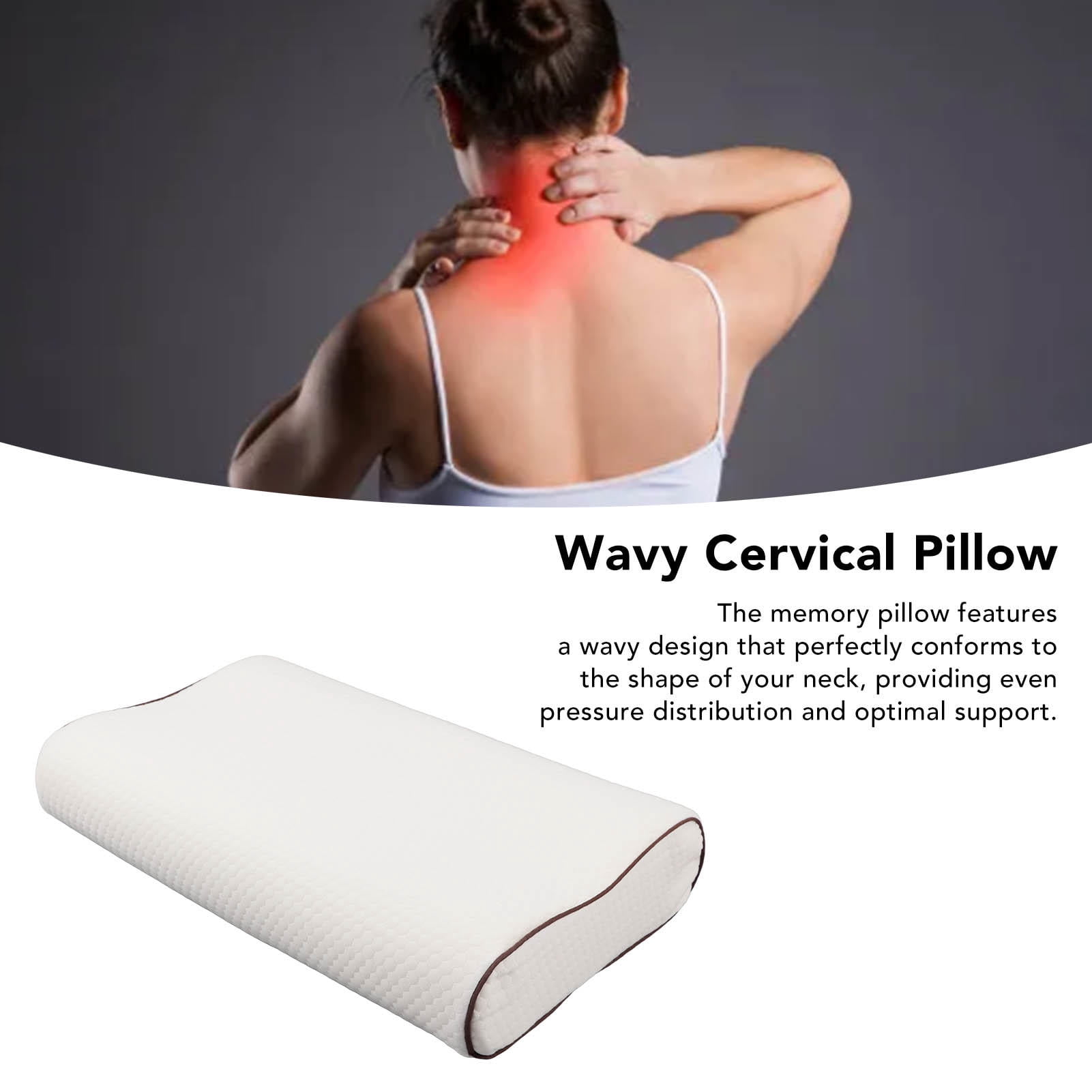 Yajisi Memory Foam Pillow, High Density Slow Rebound Cervical Pillow for Neck Pain Relief, Wavy Design for Side/Back/Stomach Sleepers, 14.57 x 7.09 x 7.09 in