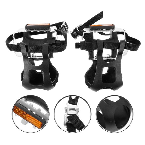UPGRATOR 1 Pair Black Nylon Toe Clips for Pedals Compatible with Road Bikes Indoor Cycling Stationary Bikes