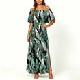 thumbnail image 4 of NTACZA Womens Summer Dresses Casual Hawaiian Sundress Tropical Maxi A-Line Elastic Waist Short Sleeve Boat Neck Vacation Size L, 4 of 6