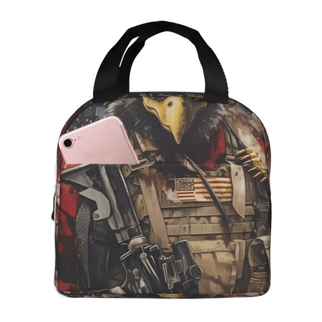 Disketp Bald Eagle Soldier Bolsa Térmica para Almuerzo para Hombre y Mujer, Ideal para Trabajo, Senderismo y Picnic