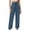 Blue, variant on Women's Mid Waist Cargo Jeans - Stretch Wide Leg Denim Pants with Pockets - Petite Sizing, Soft Fabric, Ideal for Spring/Summer
