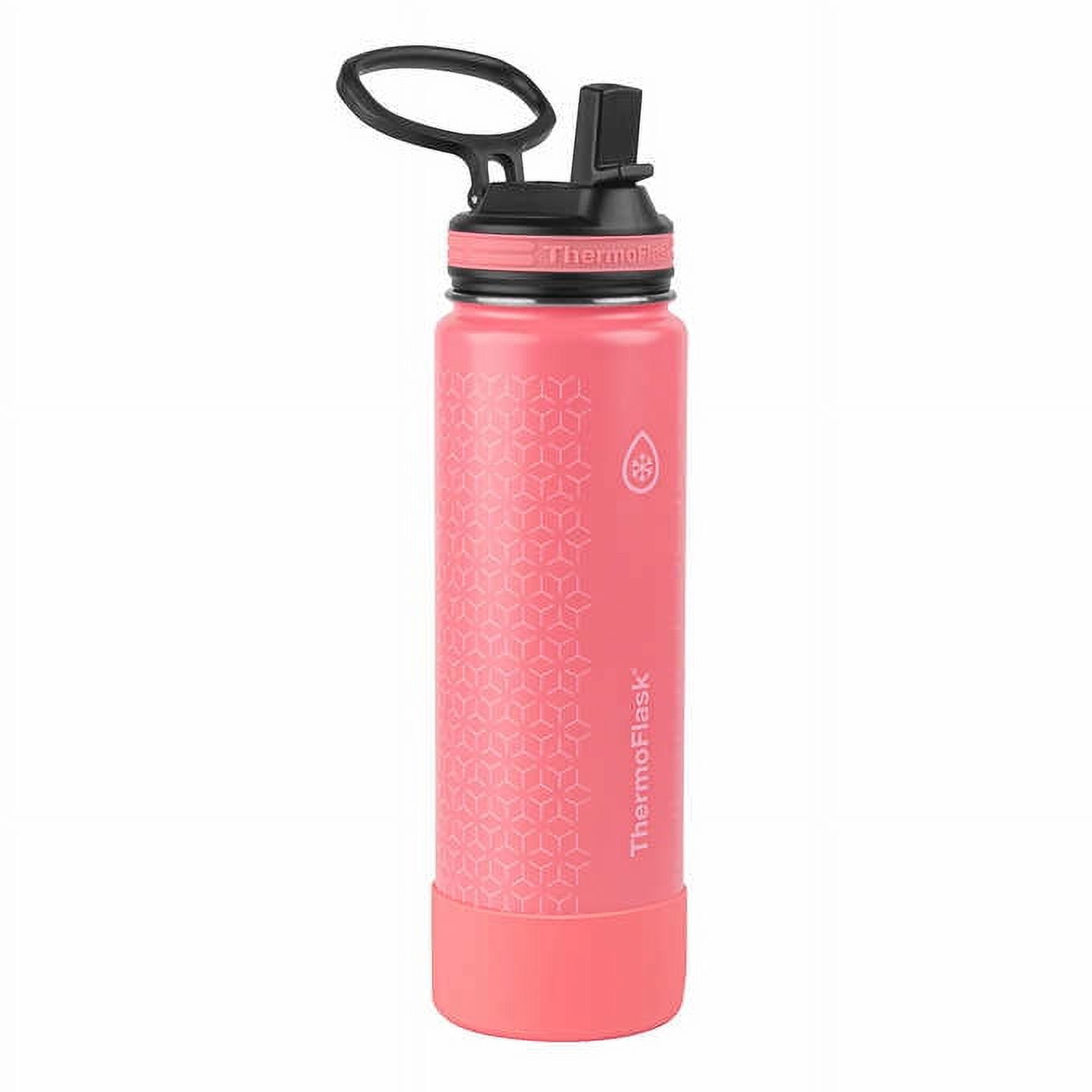 ThermoFlask 24oz Stainless Steel Insulated Water Bottles, 2-pack (White and Coral)