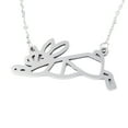 thumbnail image 4 of Non-201 Stainless Steel Bunny Pendant Necklaces with Cable Chains Filigree Rabbit Stainless Steel Color 17.3 inch(44cm) 2mm Hare: 16x35x1mm, 4 of 4