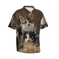 thumbnail image 2 of Daiia Cat Family Hawaiian Shirt for Men Gentle Cotton Regular Short Sleeve Casual-X-Large, 2 of 9