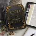 thumbnail image 3 of Kuiaobaty Cross Flower Print Bible Cover for Women Men God is Within Her Book Cover PU Leather Bible Case with Handle Multifunctional Bible Study Tools Christian Tote Bags with Shoulder Strap, XL, 3 of 7