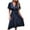 Blue, variant on Bigersell Womens Summer Midi Dress Wrap V-Neck Short Sleeve Casual Loose Button-Down Dress with Belt Pleated A-Line Cocktail Party Swing Sundress Business Dresses, Black XL