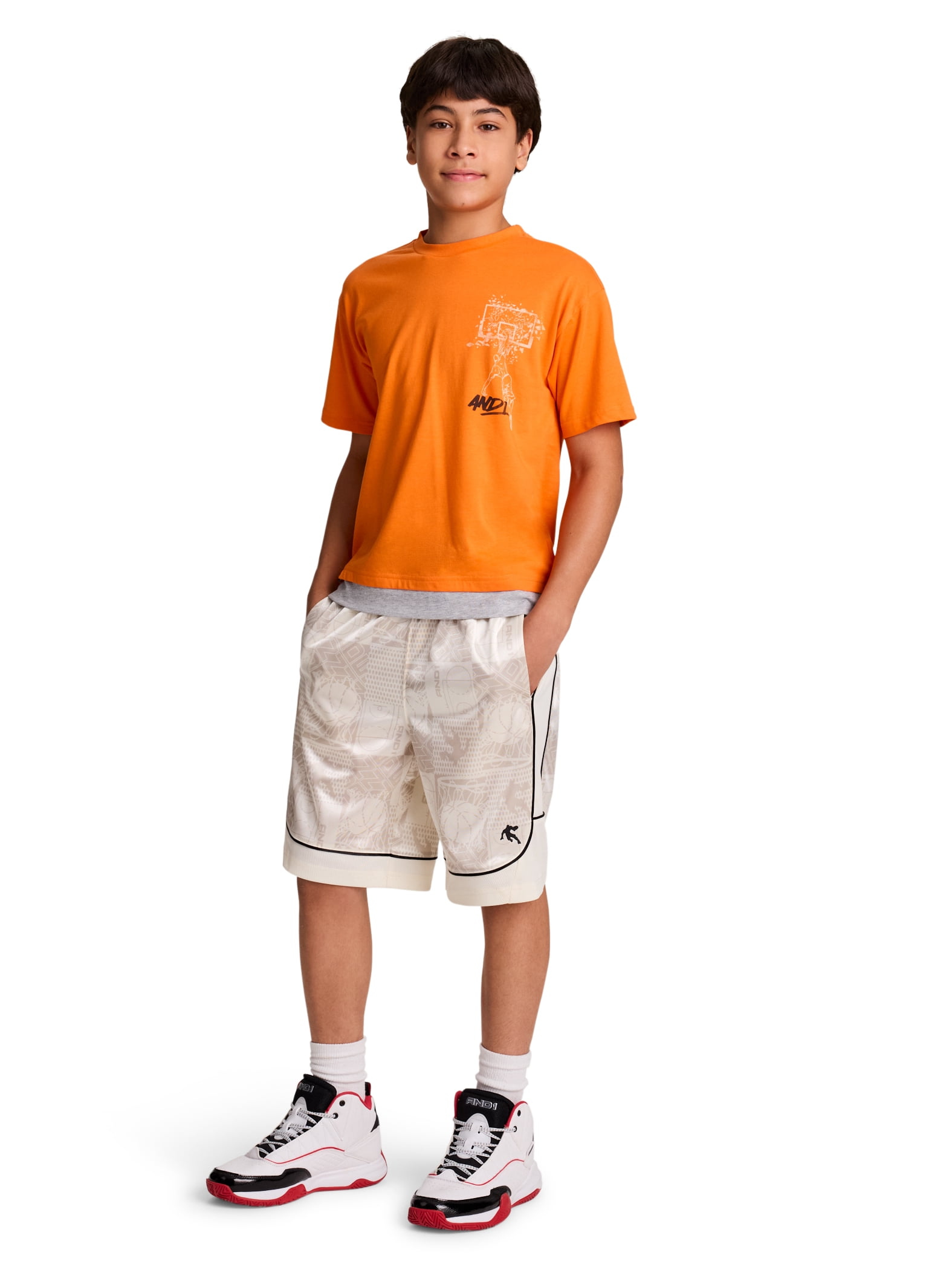 AND1 Boy's All Court Basketball Athletic Shorts, Sizes 4-18