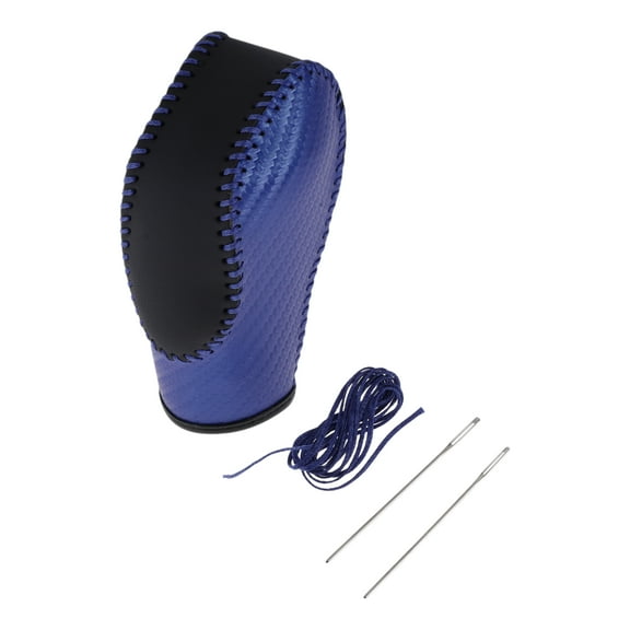 Anti-Slip Gear Shift Knob Cover Car Stick Shifting Handle Protector for Ford Fusion 13-16 Blue Black Faux Leather