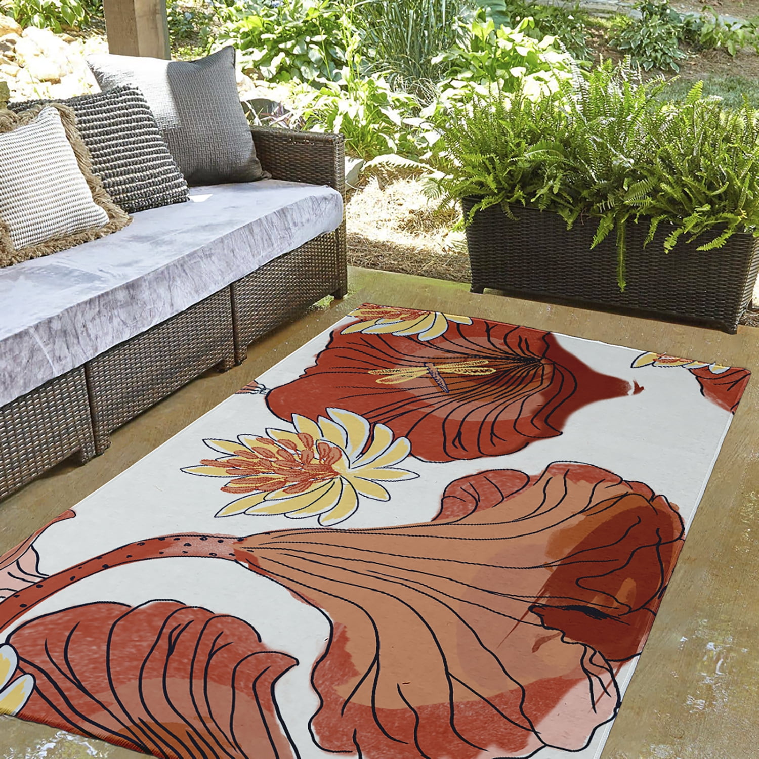3' x 5' Simply Daisy Lotokoi Oriental Chenille Area Rug, Orange