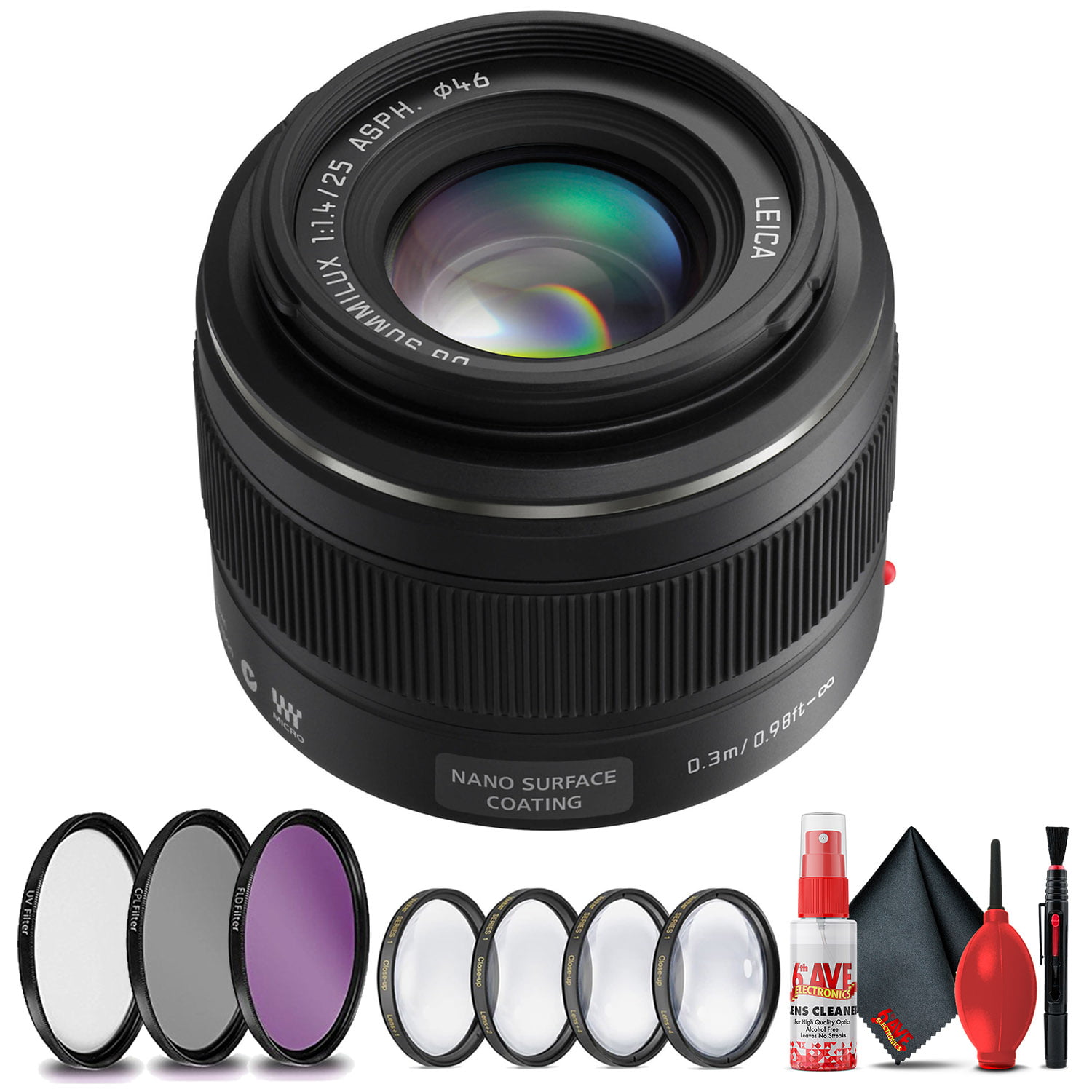 Panasonic Leica DG Summilux 25mm f1.4 Lens Bundle with 46mm Filter 