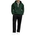 thumbnail image 2 of Yusimy Men's Solid Color Fleece-Lined 2-Piece Hoodie Cargo Set Long Sleeve Casual Sports Pants Warm, 2 of 8