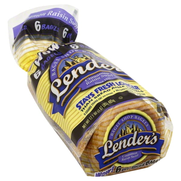 Lenders Bagel Shop Bagels Cinnamon Raisin Swirl Bagels 17.1 Oz. 6 Count