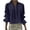 Navy, variant on Women's Pleated Cotton Linen Blend Blouse Relaxed Fit Hidden Button Crop Tops Trendy Flowy Flutter Sleeve Shirt for Casual Spring Wear Navy