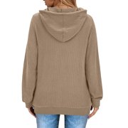 Fantaslook Womens Hoodies Casual Long Sleeve Waffle Pullover Tops Oversized Hooded Sweatshirts with Pocket
