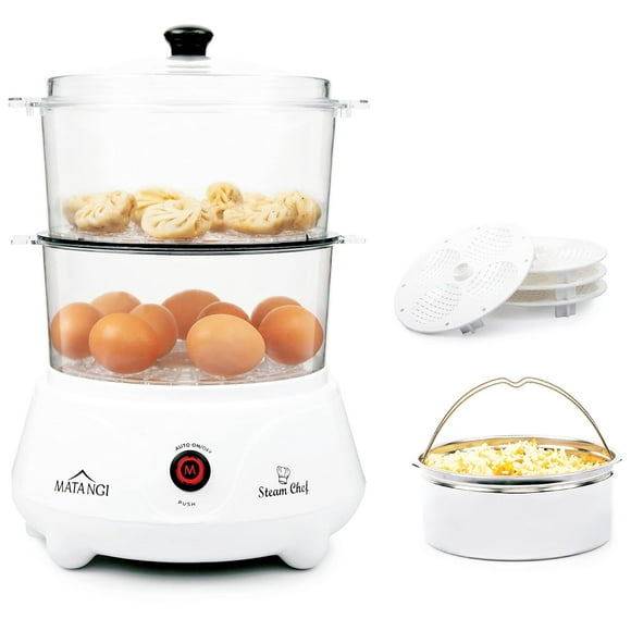 Two Layer Egg Boiler Momo Maker - White, 4 Liters | Food Steamer With Idli Attachment + Stainless Steel Rice Bowl - Unbreakable Body, Auto Off System | Boiler + Steamer - Multipurpose Cooker