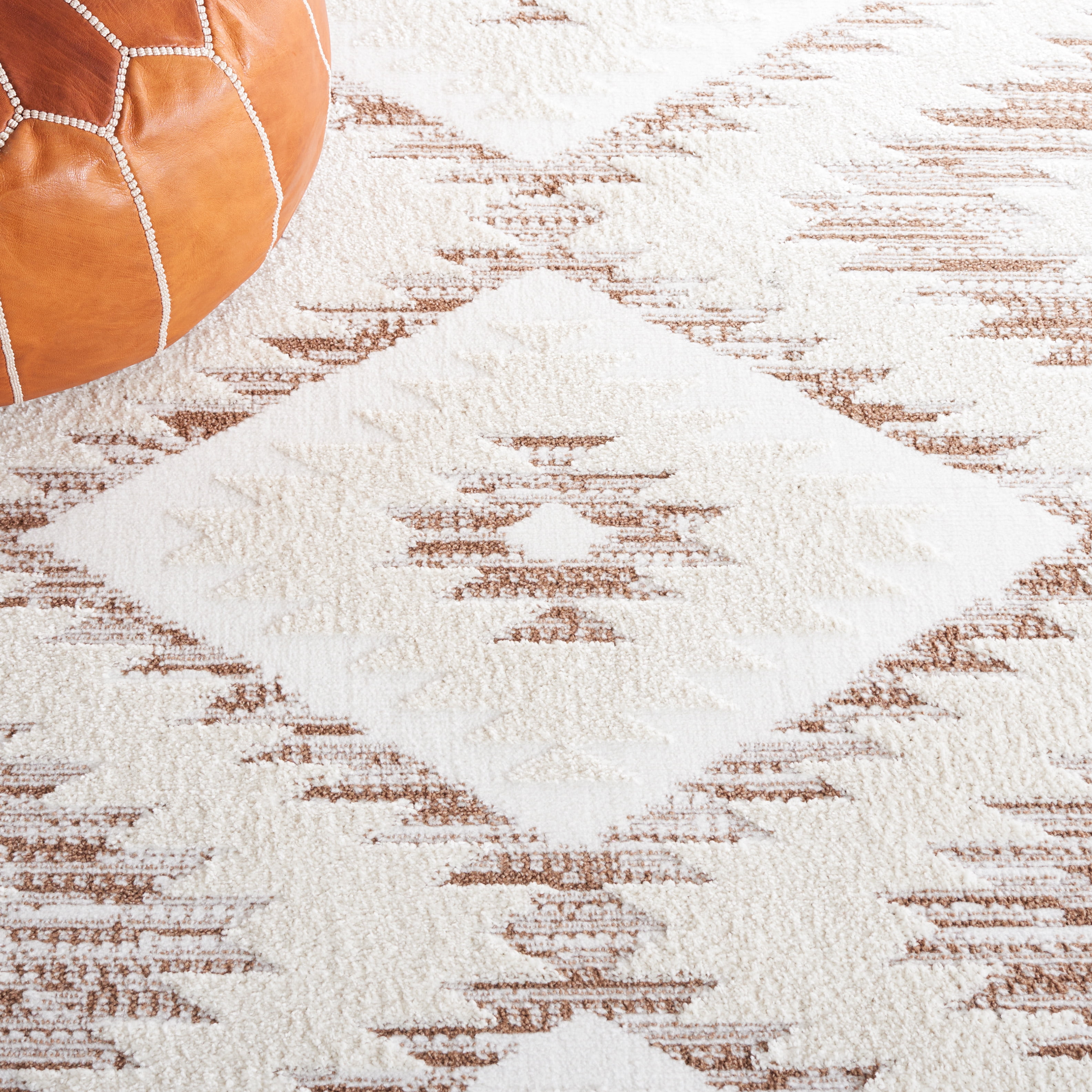 SAFAVIEH Alamo Stamen Geometric Area Rug, Ivory/Taupe, 8' x 10'