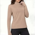 thumbnail image 6 of Fnooota Womens Thermal Tops, Half Turtleneck Fall Winter Pullover Slim Fit Thermal Undershirts Khaki Size S-2XL, 6 of 9