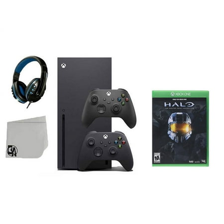 Xbox Series X Video Game Console Black with Halo The Master Chief Collection BOLT AXTION Bundle with 2 Controller Like New