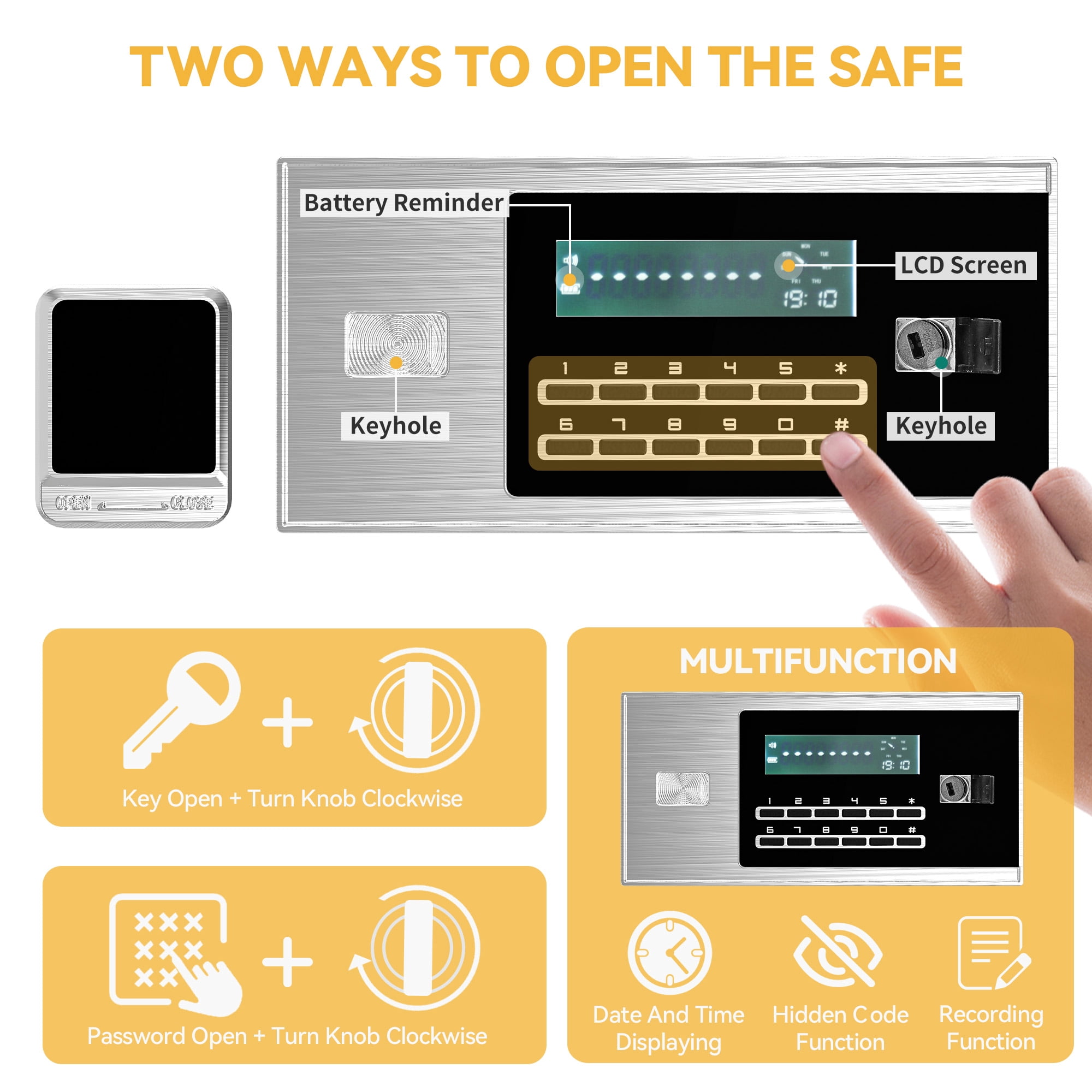 Dextrus Fire Resistant Home Safe with Digital Keypad, 27.16" x 20.47" x 16.14", Black