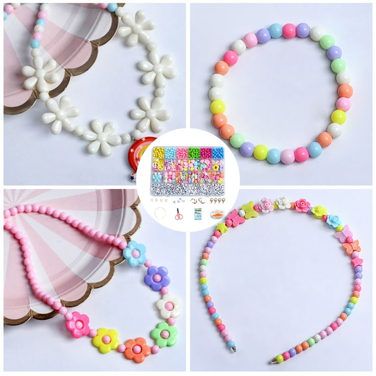 Bracelet Making Beads Kit Colorful Mixed Glass Beads DIY Jewelry Set (A) 