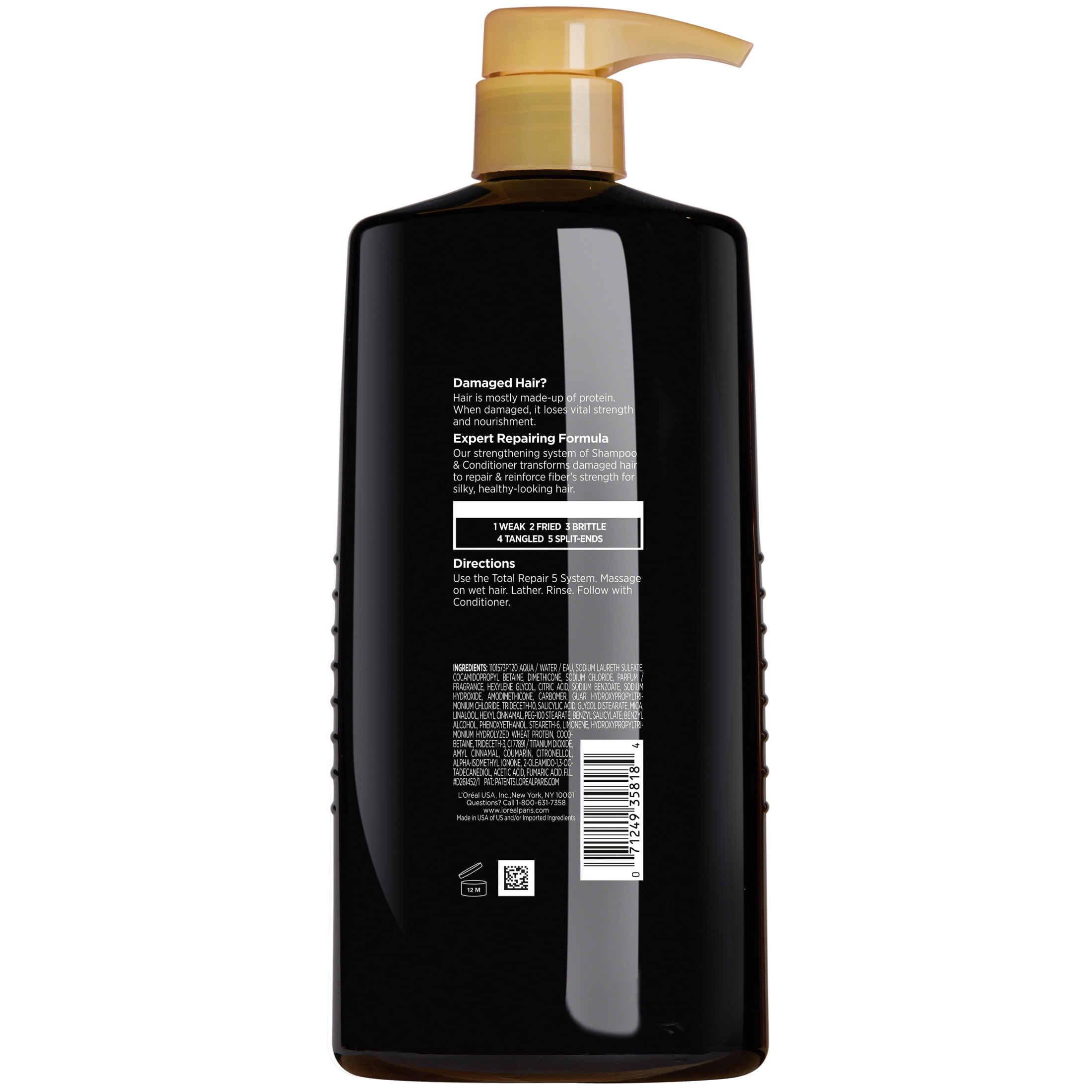 LOreal Paris Elvive Total Repair 5 Repairing Shampoo for Damaged Hair, Pump, 28 fl oz  (图2) LOreal Paris Elvive Total Repair 5 Repairing Shampoo for Damaged Hair, Pump, 28 fl oz  (图2)